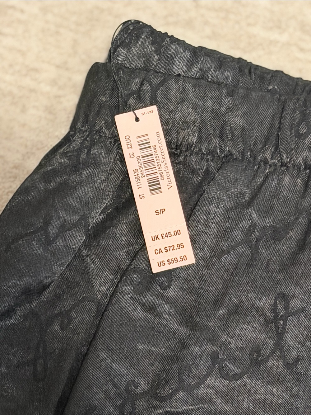 Victoria's Secret Dark Gray/Black Satin Pajama Pants